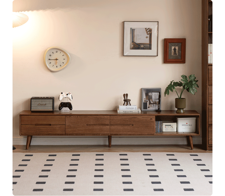 Oak, Rubberwood, Beech Solid Wood TV Stand Sliding Door.