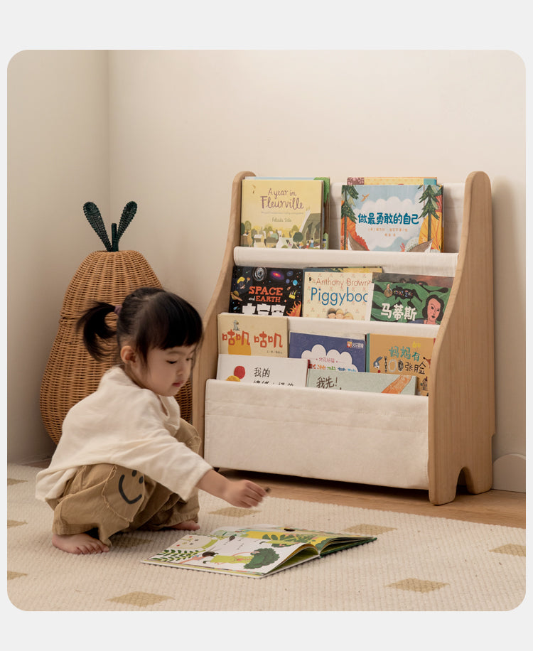 Poplar Solid Wood Kids Book, Toy Combination Storage Rack