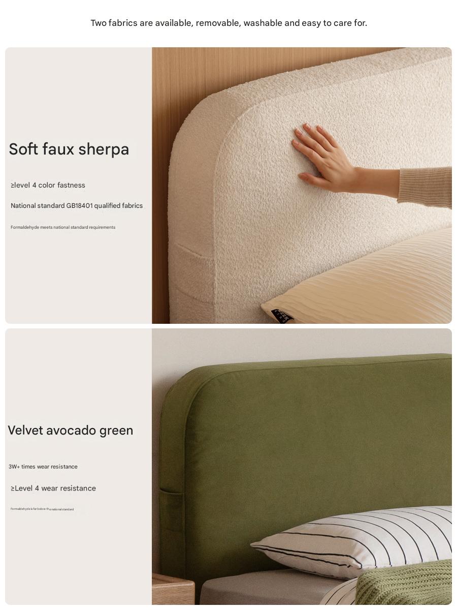 Oak Solid Wood Lamb Fleece Soft Suspension Cream Bed