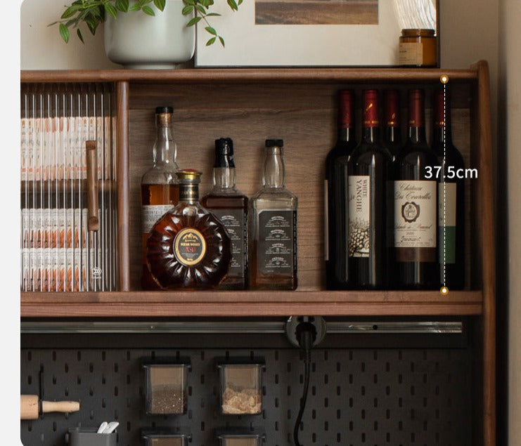 Black Walnut Solid Woof Sideboard Integrated High Cabinet Glass