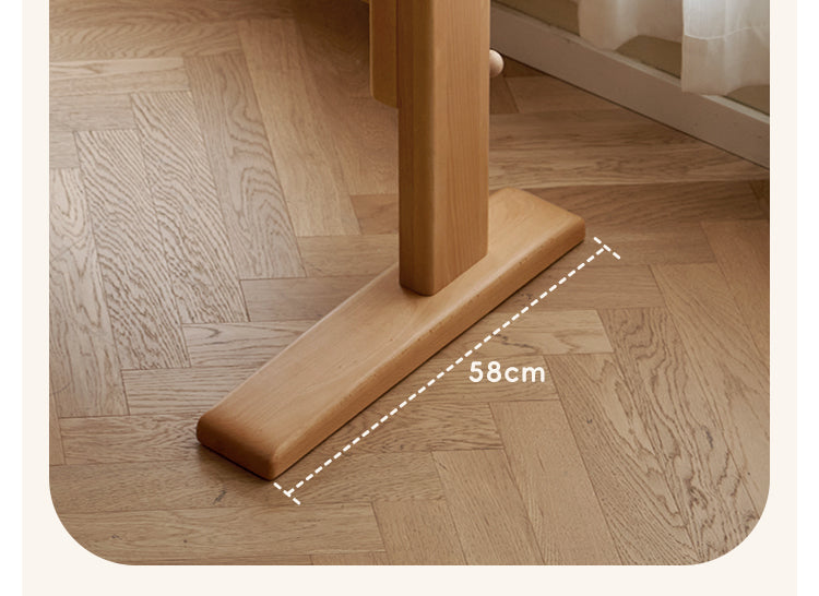Beech Solid Wood Lifting Kids Table With Self/Chair/High Shelf