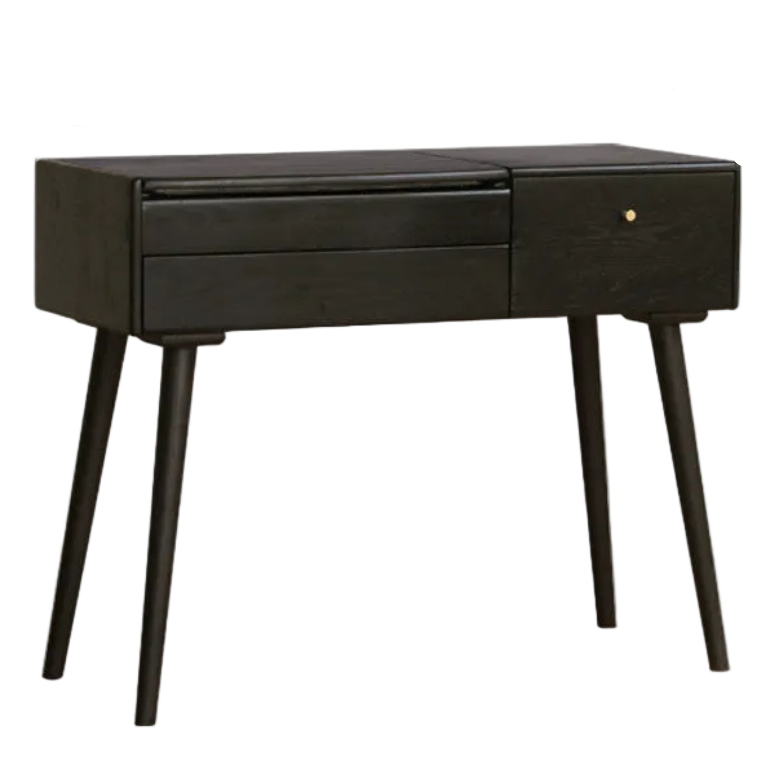 Solid RubberWood, Oak Solid Wood Black Vanity Table Mirror LED Touch.