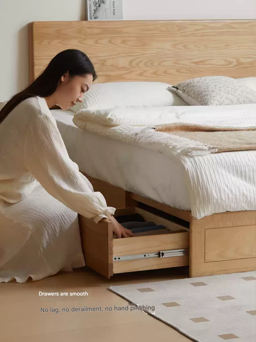 Ash, Oak, Black Walnut Solid Wood Box Bed Modern