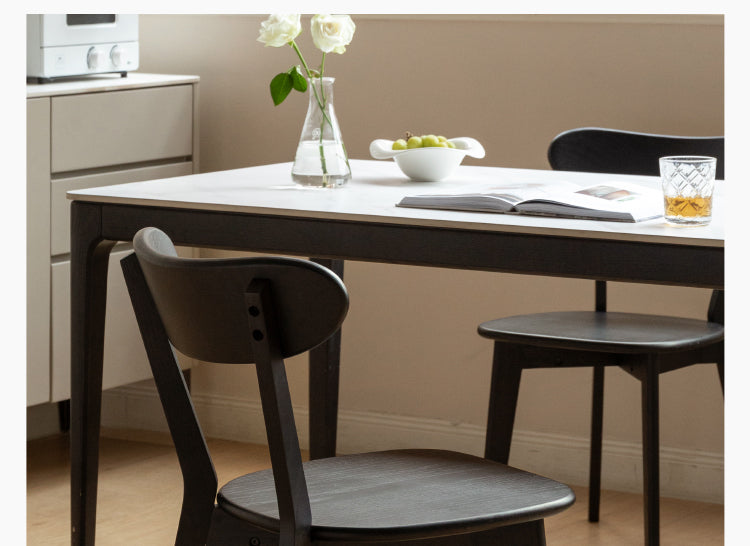 Oak Solid Wood Dining Chair Cream Style White Black