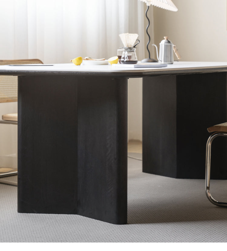 Oak Solid Wood, Solid Rubberwood Slate Italian Dining Table