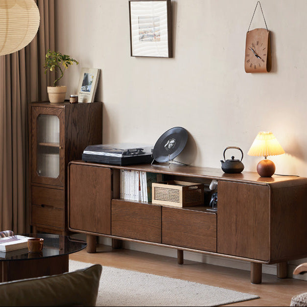 Oak Solid Wood Storage Floor TV Cabinet.