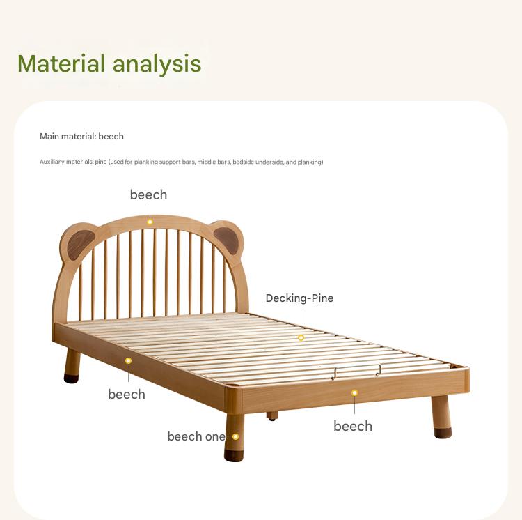 Beech Solid Wood Cartoon Bear Children's Bed