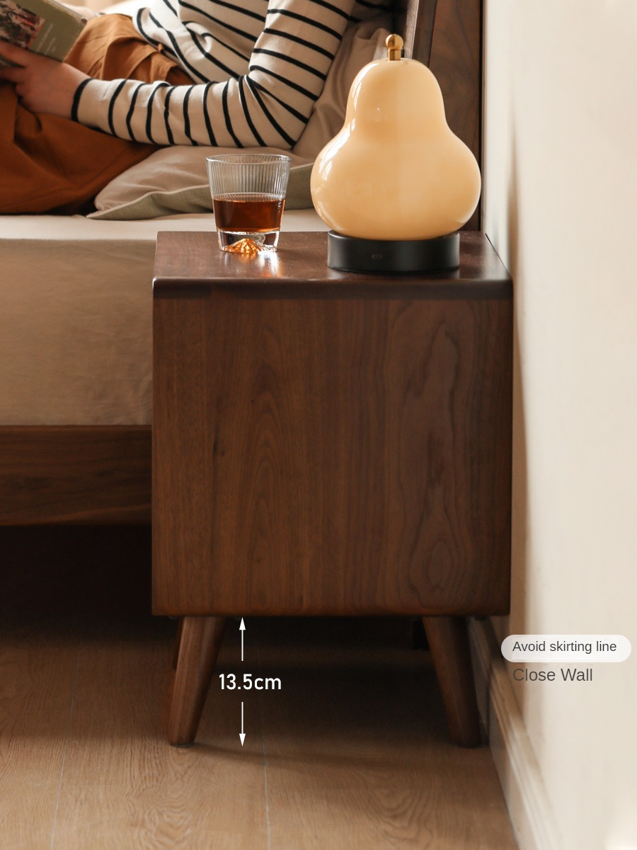 Black Walnut, South American Walnut, White Ash, Oak, Red Zebrawood Solid Wood Classic Nightstand.