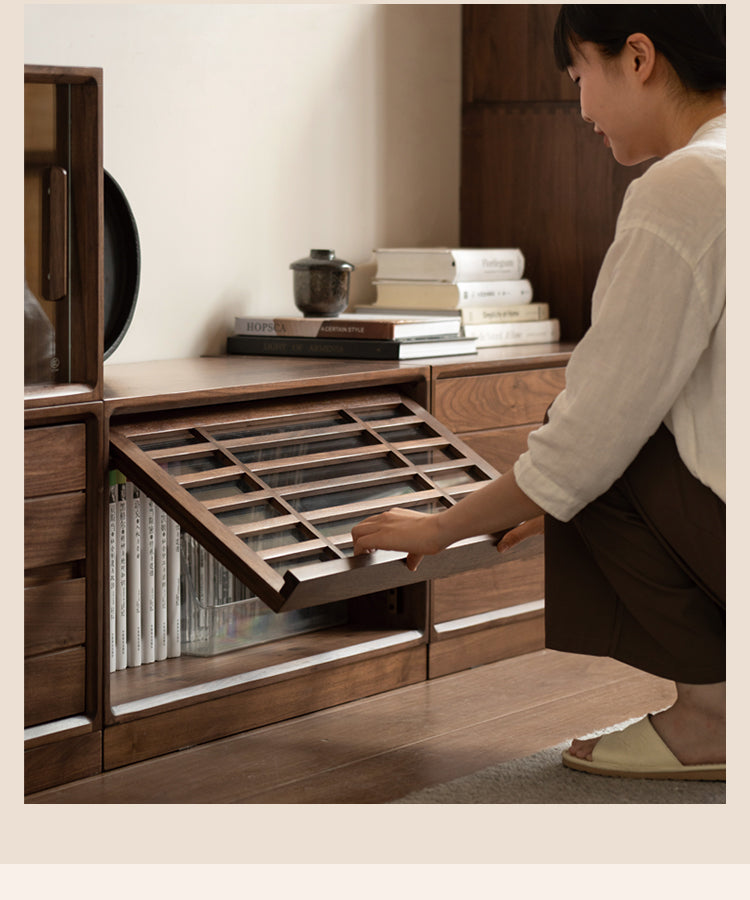 Black Walnut Solid Wood Free Combination Multifunctional Bookcase.
