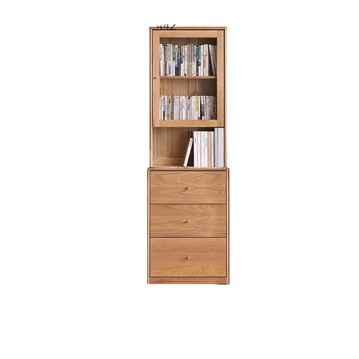 Floor-to-ceiling combination bookshelf, glass bookcase Oak"