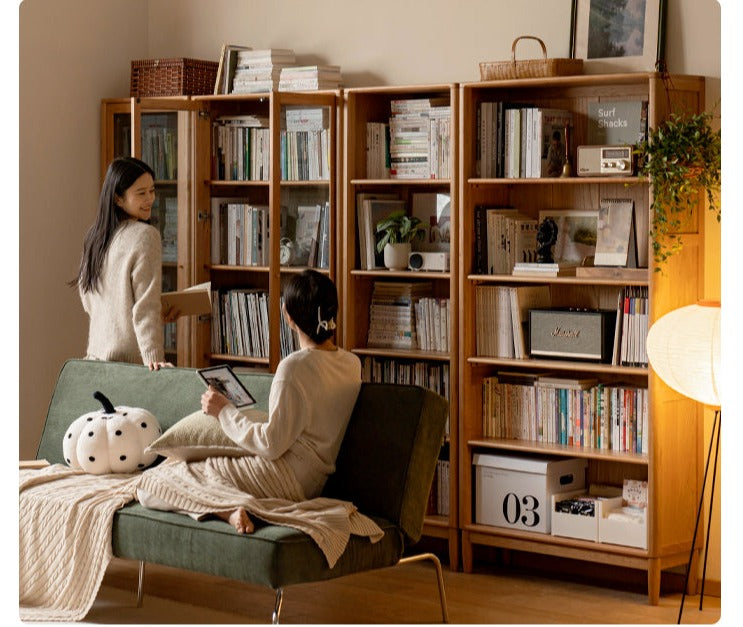 Cherry Solid Wood Freely Combinable Bookshelf with Retro Style Finish