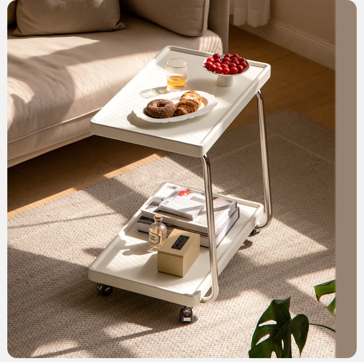 Poplar, Solid Rubberwood Edge Table C-type Mobile