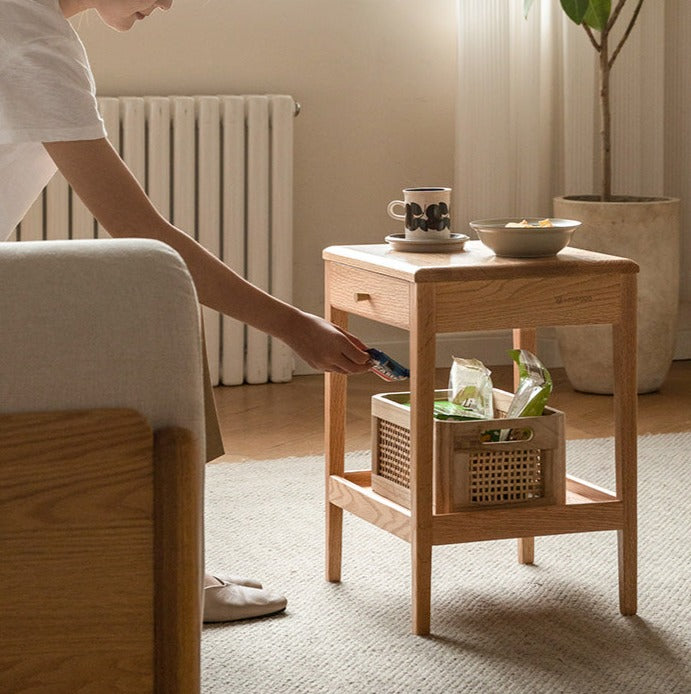 Oak, Black Walnut, Solid RubberWood Nightstand, Side Table.