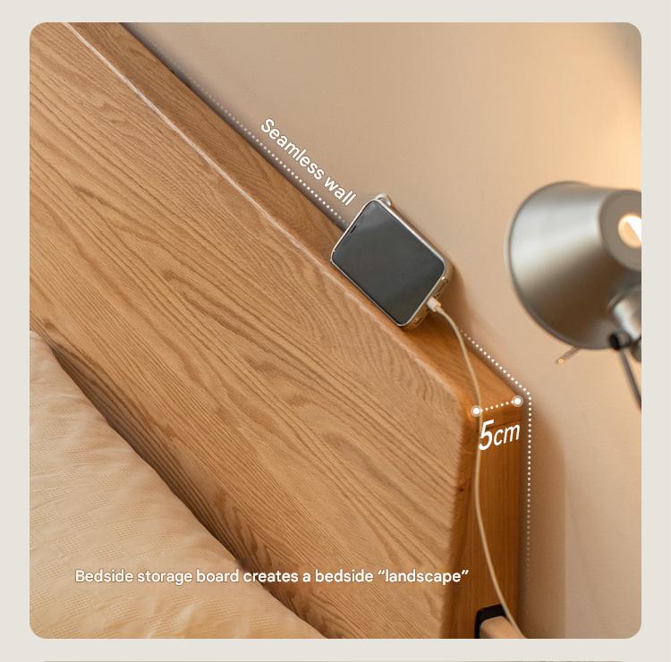 Oak Solid Wood Modern Suspension Bed