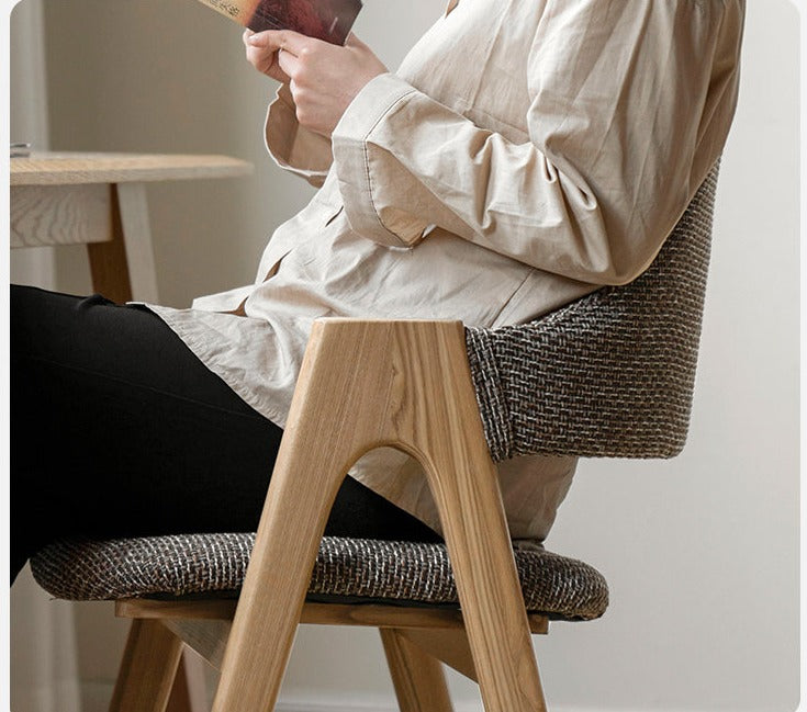 Black walnut, Ash, Oak Solid Wood Chair with soft fabric/leather back*