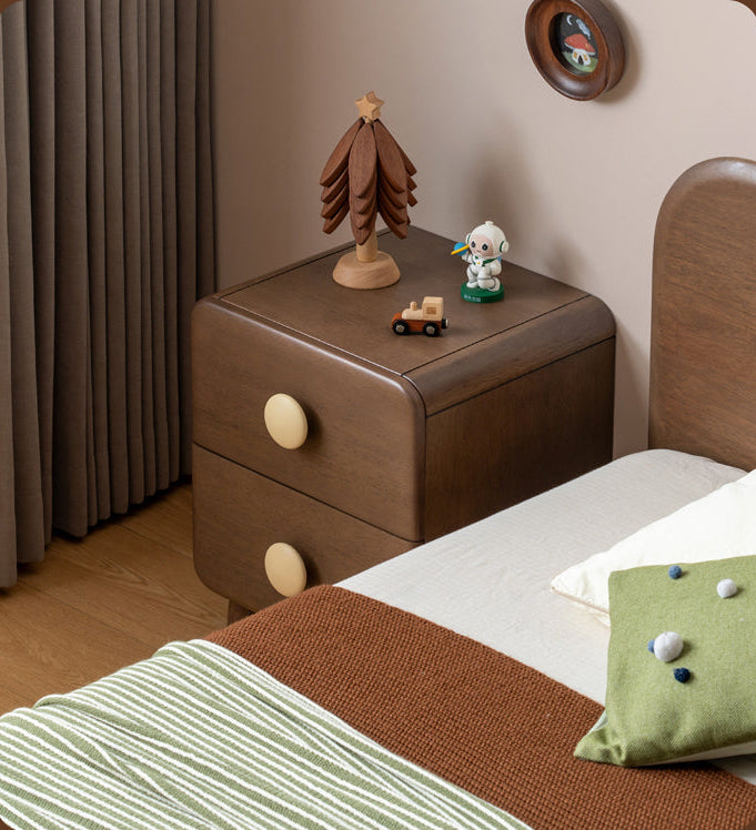 Solid Rubberwood Solid Wood Retro Style Kids Nightstand