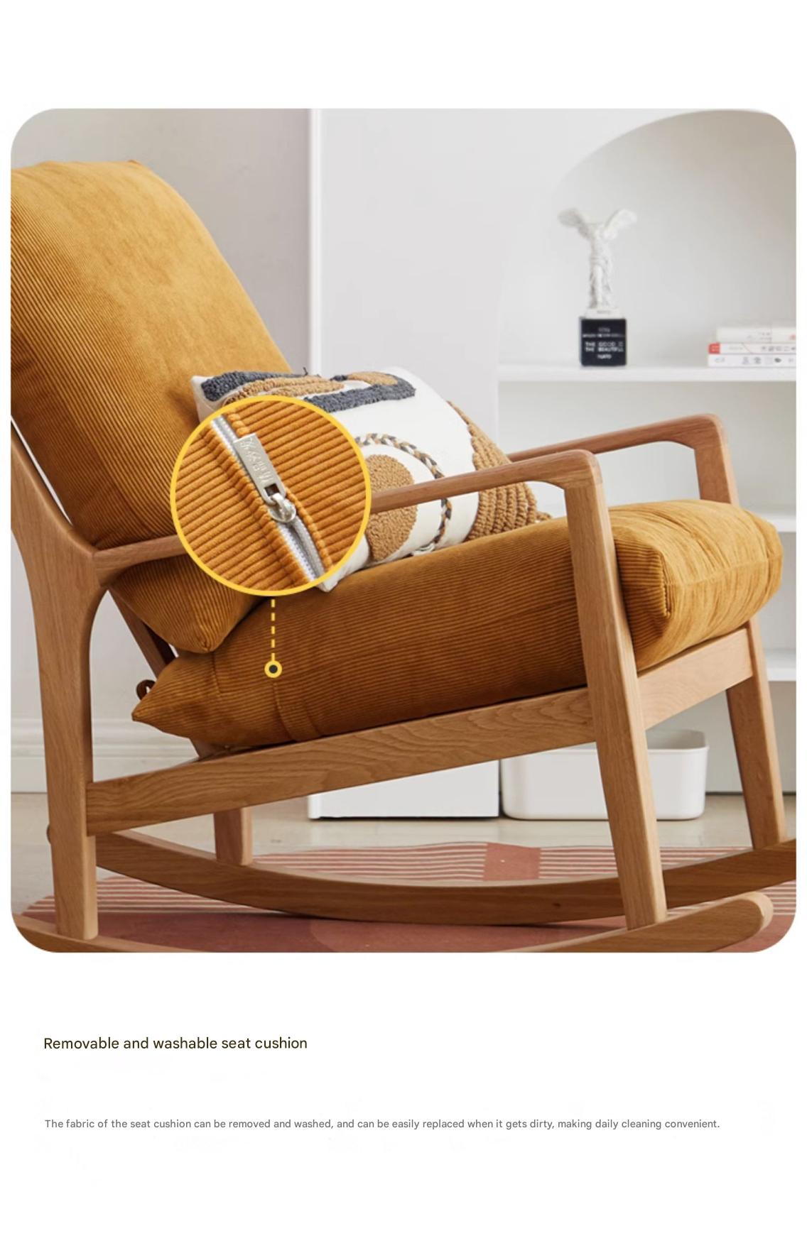 Oak Solid Wood Single Lazy Rocking Sofa Chair