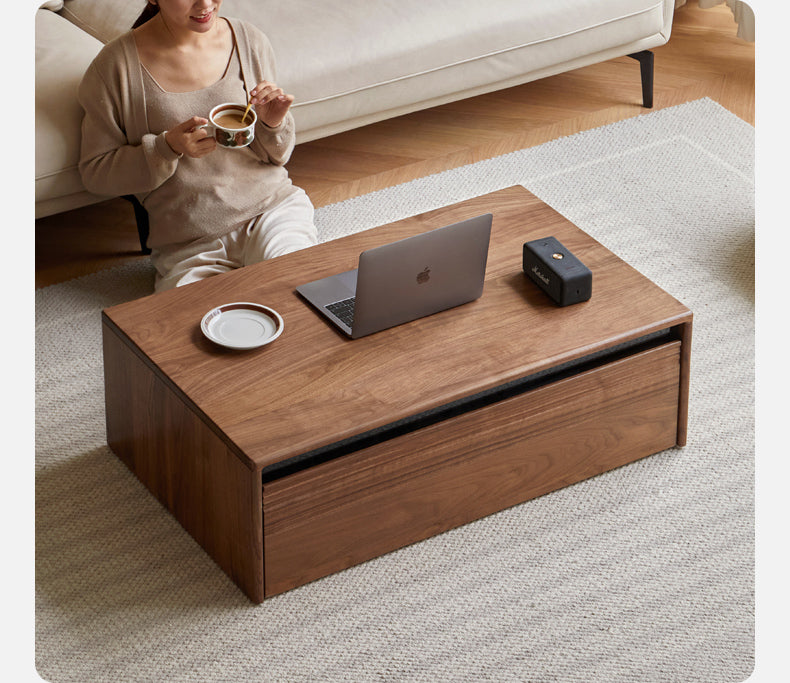 Black Walnut Solid Wood Coffee Table Modern Minimalist