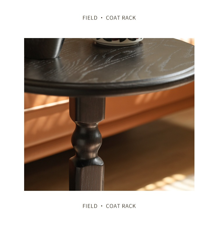 Oak Solid Wood Side Table Black Small Furniture