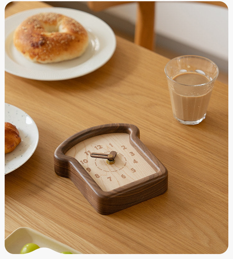 Cherry, Black Walnut Solid Wood Toast Clock Creative
