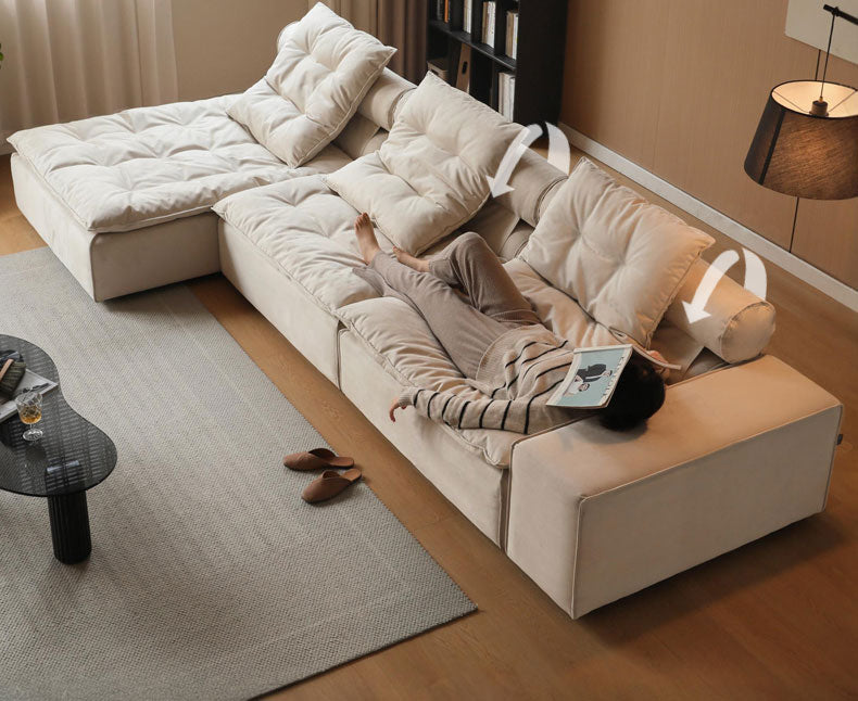 Fabric French Cream Style Modular Sofa.