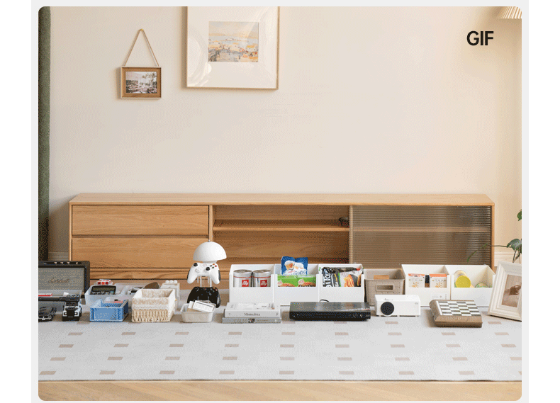 Oak, Rubber Solid Wood TV Cabinet Floor Combination,