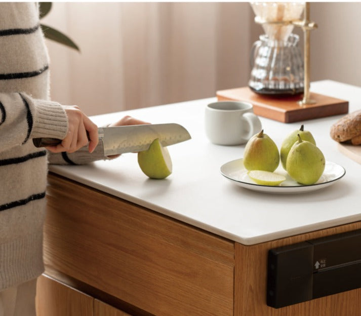 Oak Solid Wood Rock Plate Island Multi-Functional Dining Sideboard
