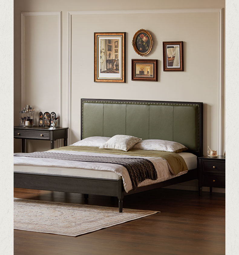 Oak Solid Wood Technology Cloth American Soft Back Bed