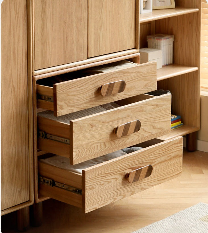 Oak Solid Wood Wardrobe Bookcase Free Combination