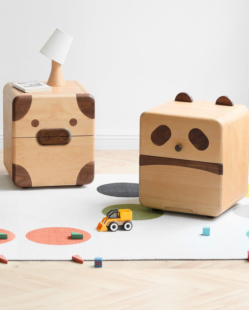 Beech Solid Wood Cartoon Nightstand