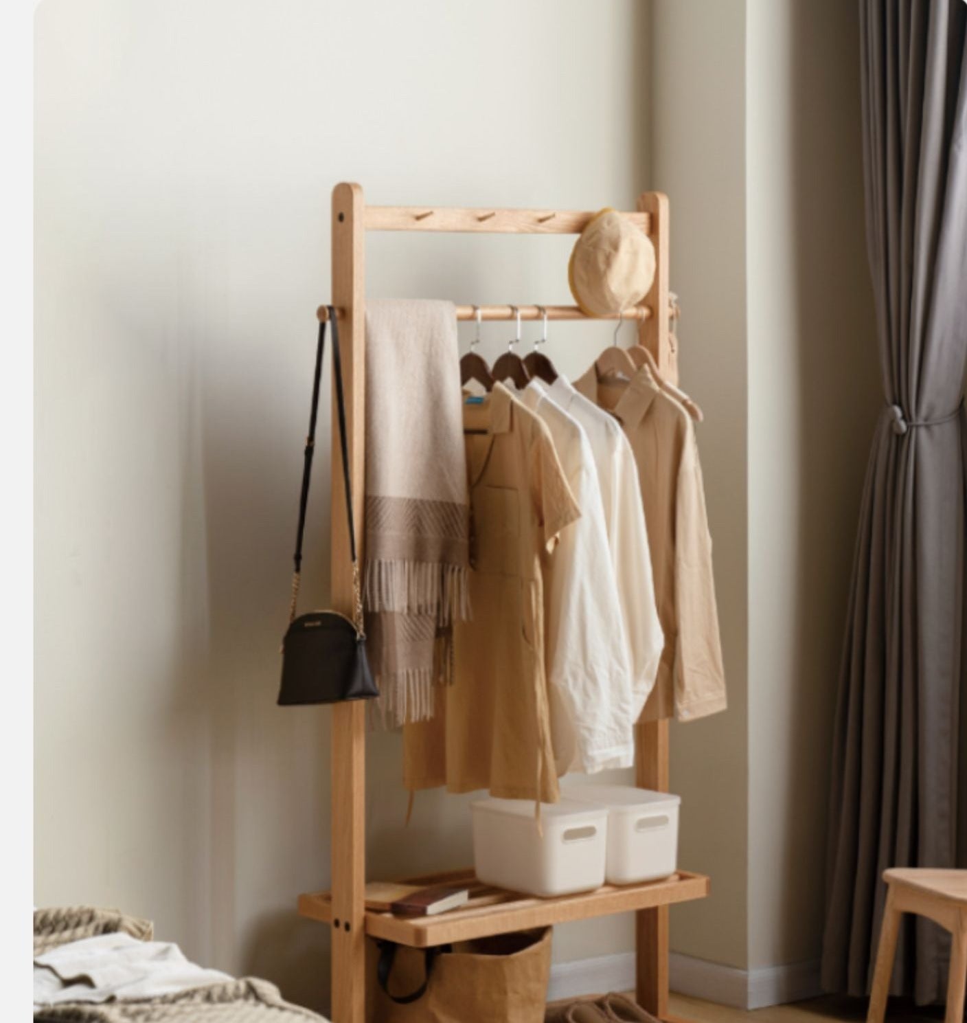 Oak Solid Wood Clothes Rack Hanger
