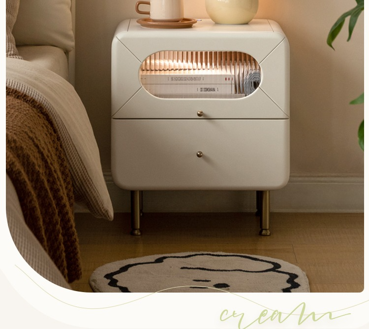 Poplar Solid Wood Nightstand Touch Light