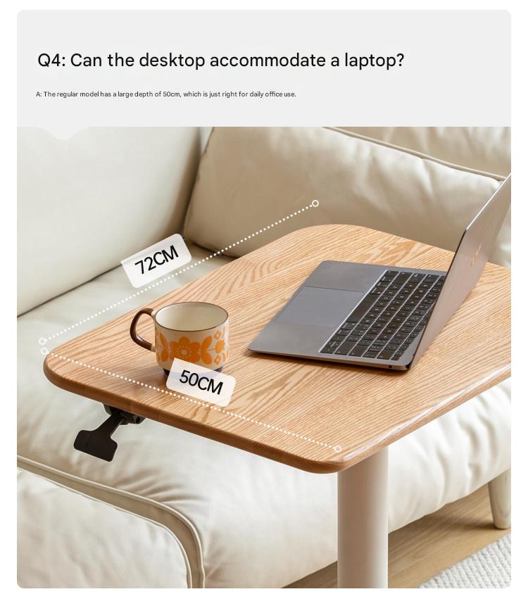 Oak, Ash Solid Wood Standing Desk Lifting Movable Side Table