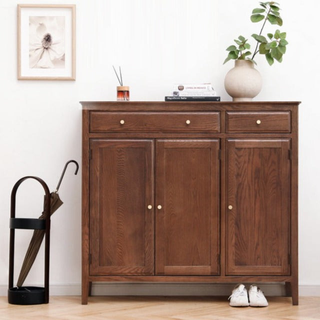 Oak Solid Wood American Style Shoe Cabinet