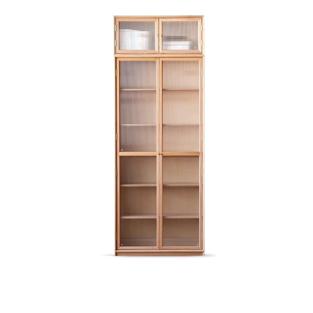 Oak Solid Wood Nordic Style Bookshelf with Floor Storage Cabinet