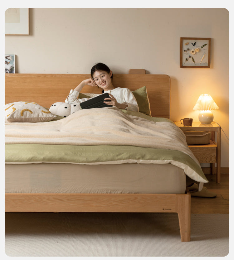 Oak, Ash Solid Wood High Head Board Bed