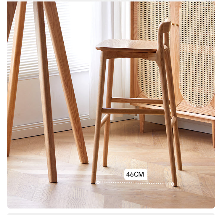 Oak Solid Wood Bar Chair, High Foot Chair: