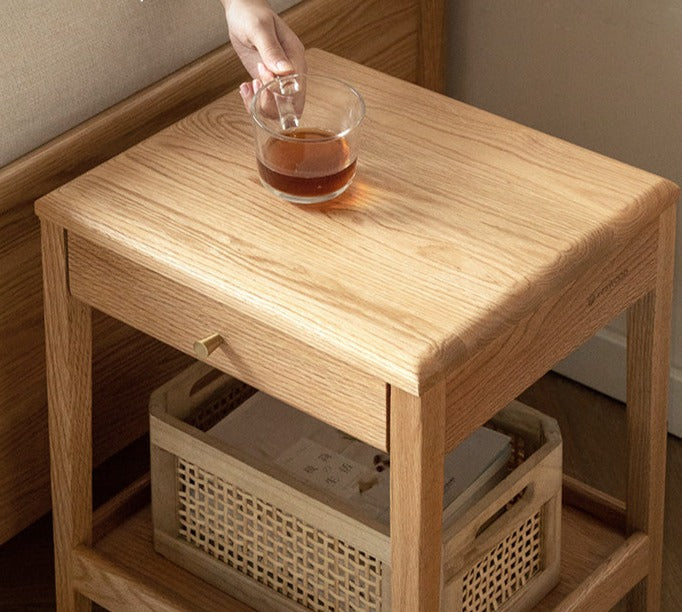 Oak, Black Walnut, Solid RubberWood Nightstand, Side Table.