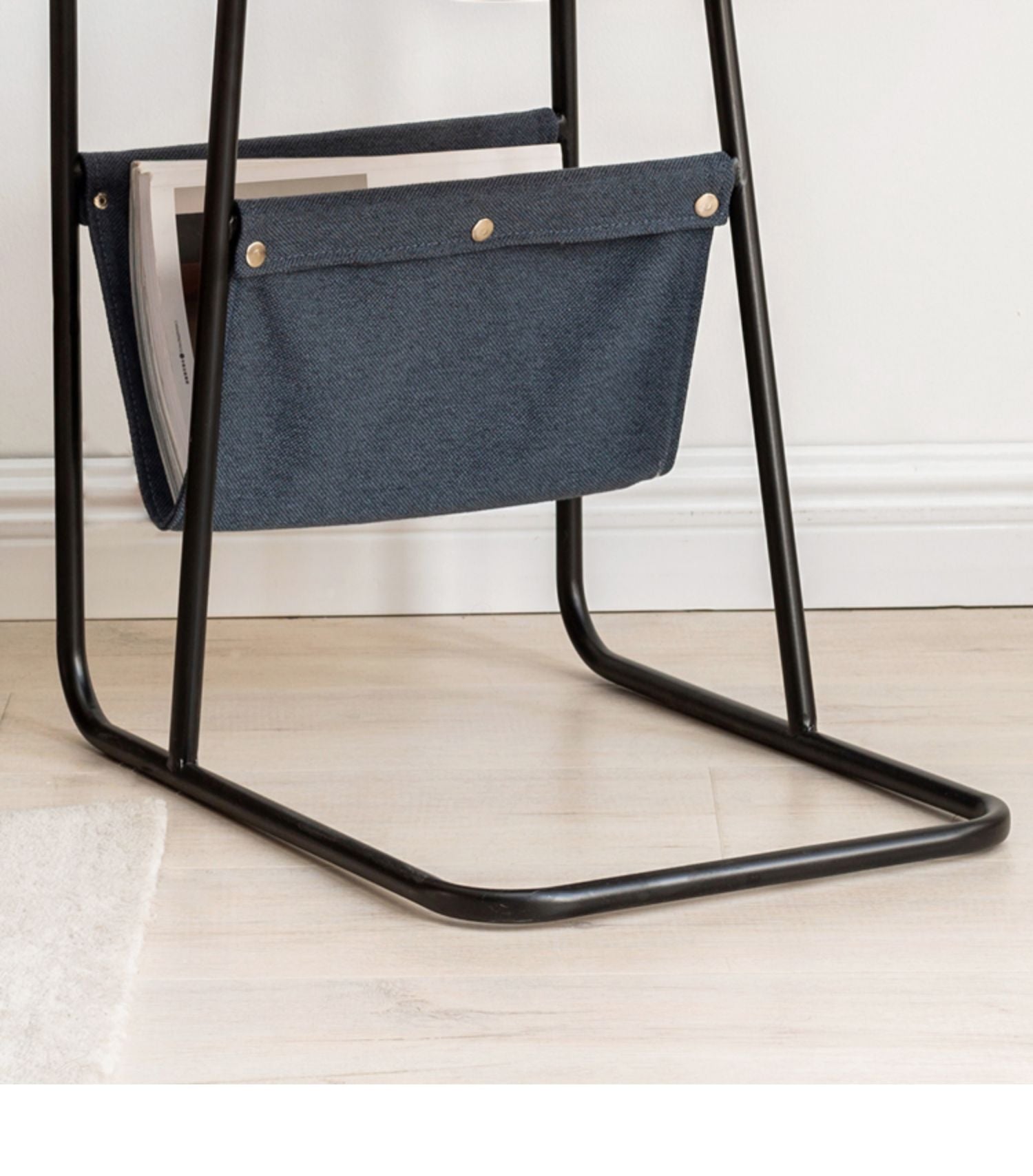 Black Walnut, Oak Solid Wood C-shaped Iron Side Table