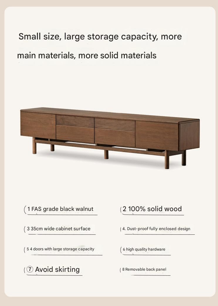 Black Walnut, Oak Solid Wood Floor TV Cabinet.