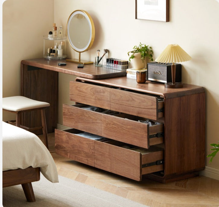 Black Walnut, Golden Sandalwood Telescopic Vanity Table.