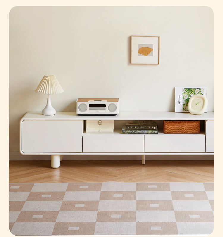 Rubber Solid wood French Cream Style TV Cabinet.