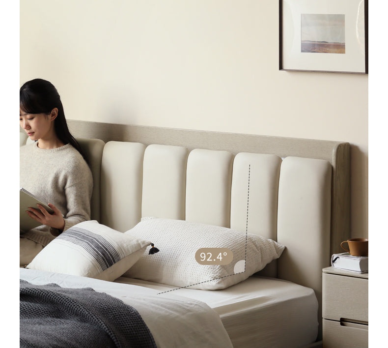 Oak, Poplar Solid Wood Piano Key Bed, Technology Cloth