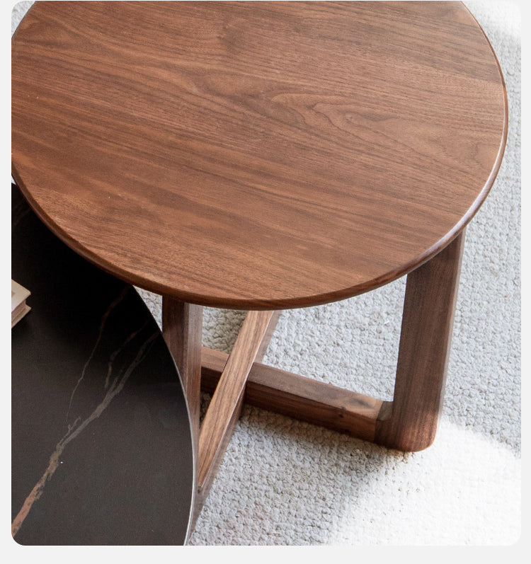 Black Walnut Solid Wood Combination Coffee Table Rock Surface