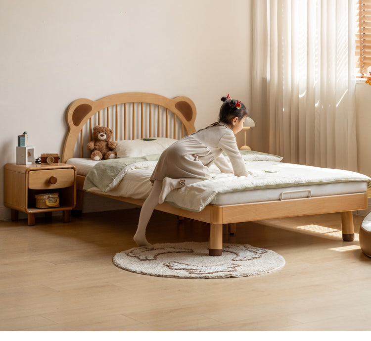 Beech Solid Wood Cartoon Bear Children's Bed