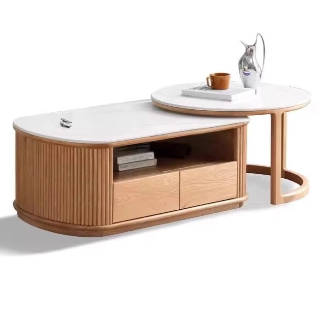 Oak, Ash Solid Wood Rock Plate Coffee Table