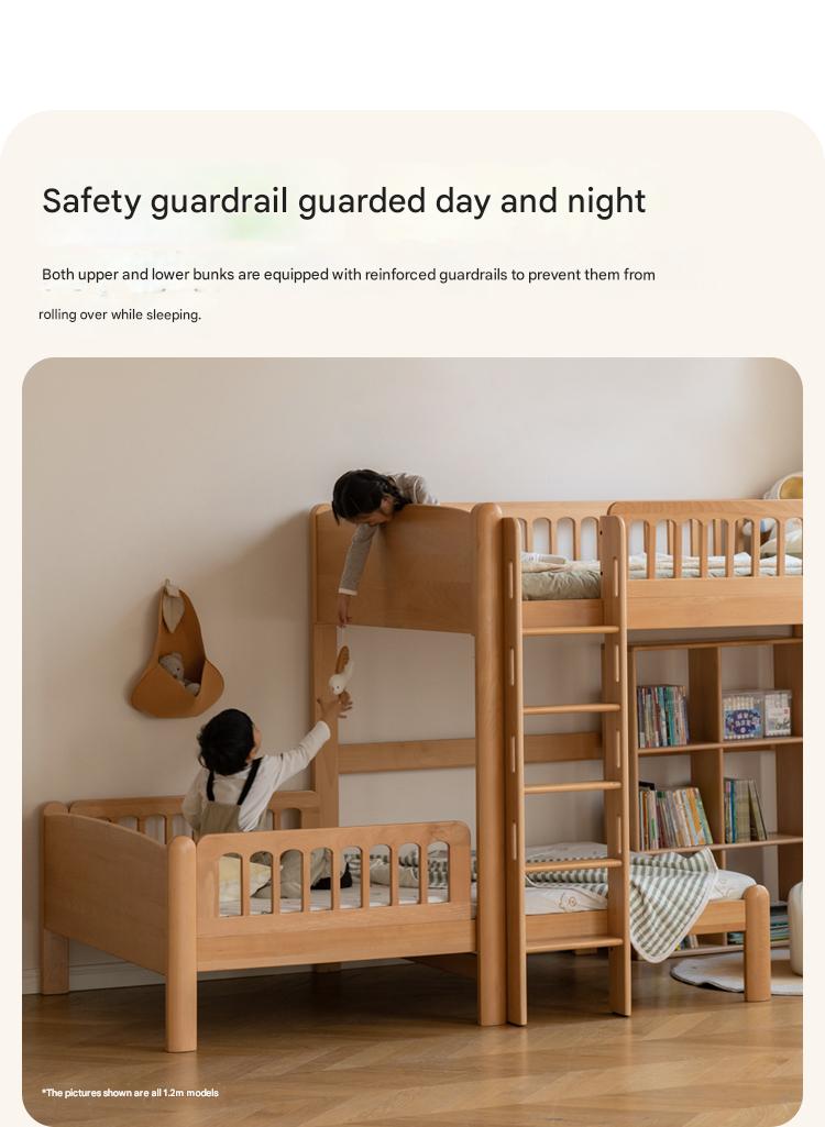 Beech solid wood children's bunk bed.