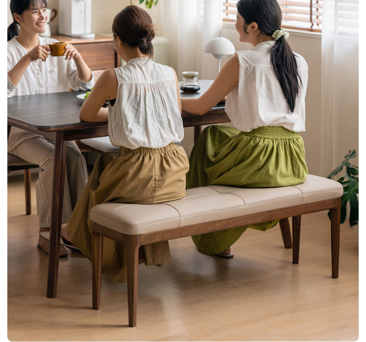 Black Walnut Solid Wood Long Bar Soft Bench