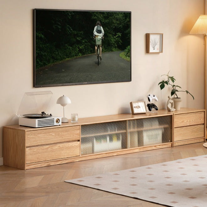 Oak, Rubber Solid Wood TV Cabinet Floor Combination,