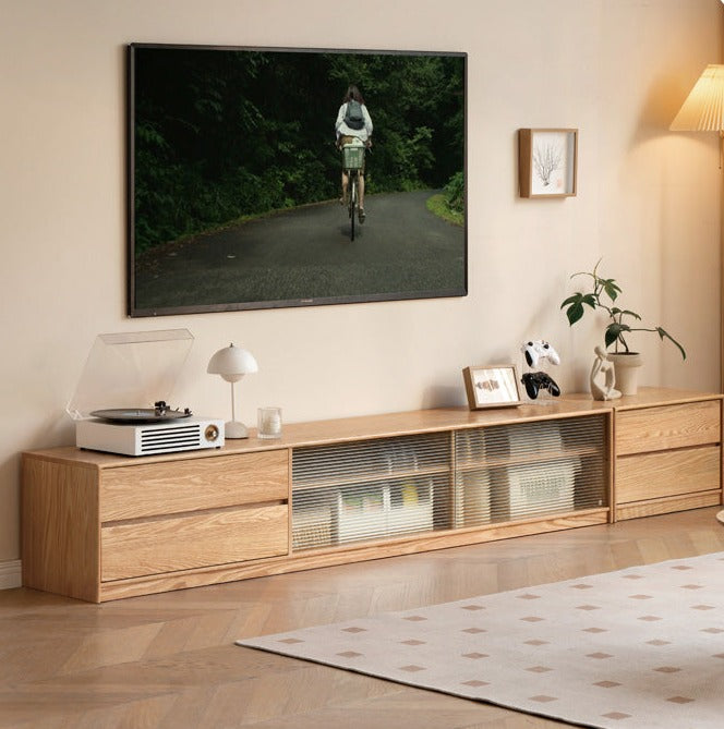 Oak, Rubber Solid Wood TV Cabinet Floor Combination,